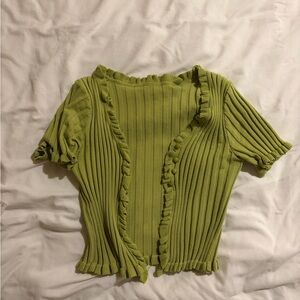 Princess Polly Olive Ribbed Crop Top